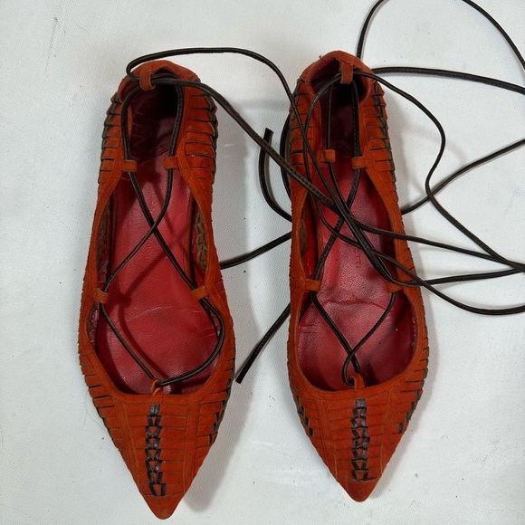 Daniele Michetti Lace-up Suede Braided Flats - Picture 4 of 4